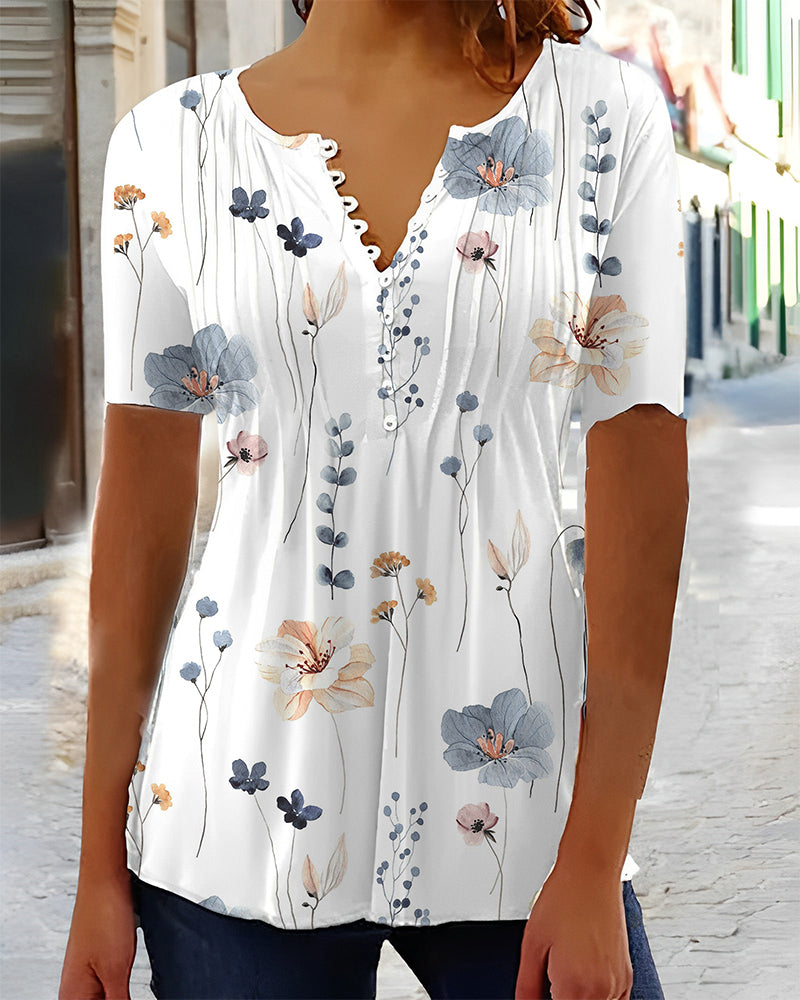 Emily | Short Sleeve Blouse with Button Closure