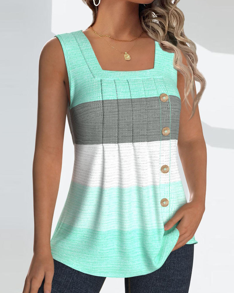 Riley | Button-Up Striped Tank Top