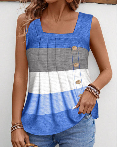Riley | Button-Up Striped Tank Top