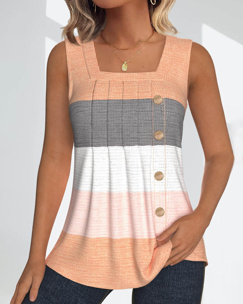 Riley | Button-Up Striped Tank Top